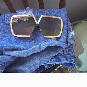 Gold Rimmed Oversized Sunglasses